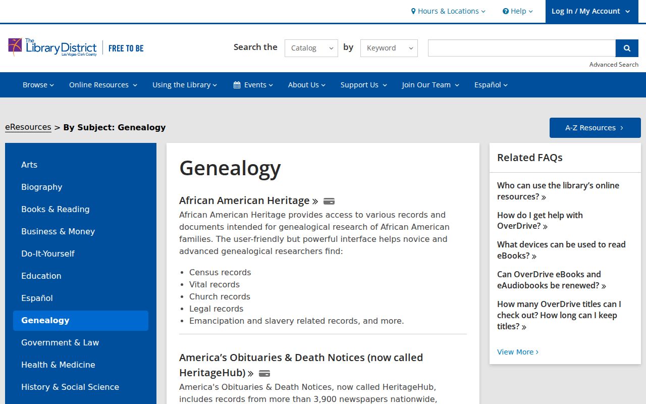 Summerlin South city directory research at Las Vegas-Clark County Library District genealogy resources