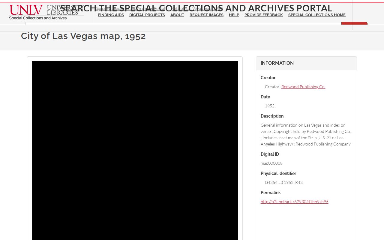Summerlin South city directory address research using UNLV’s digitized 1952 Las Vegas map