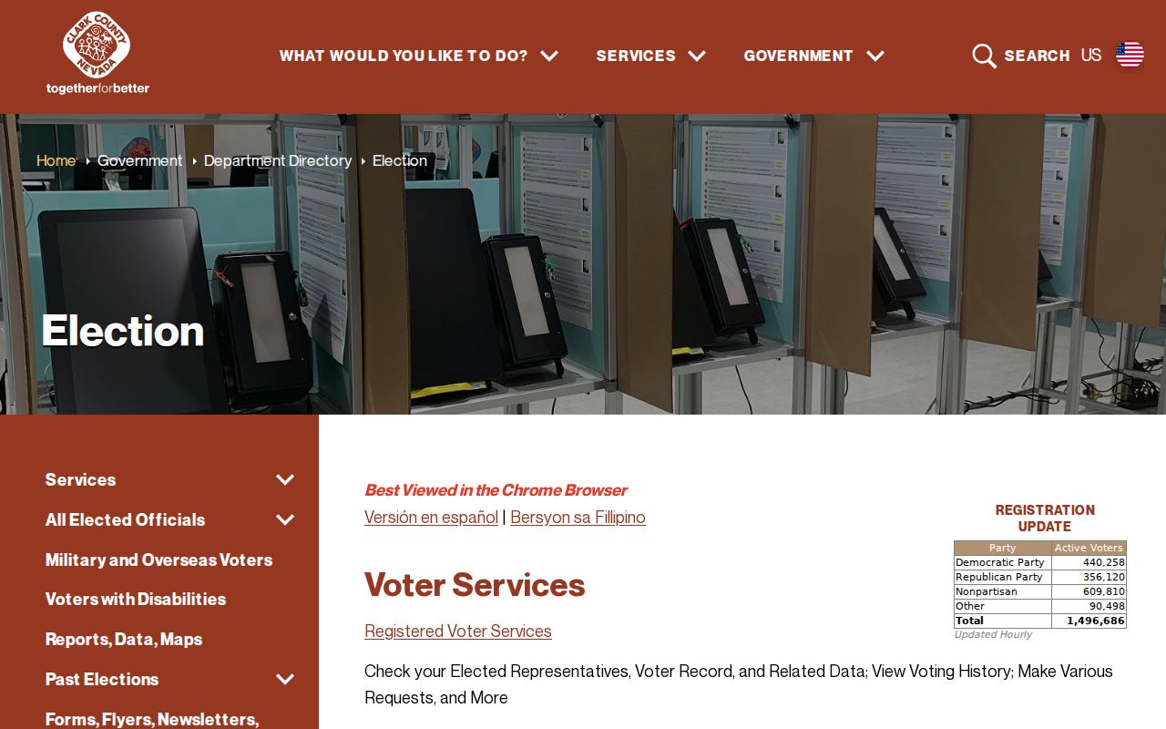 Summerlin South residents directory Clark County Elections services