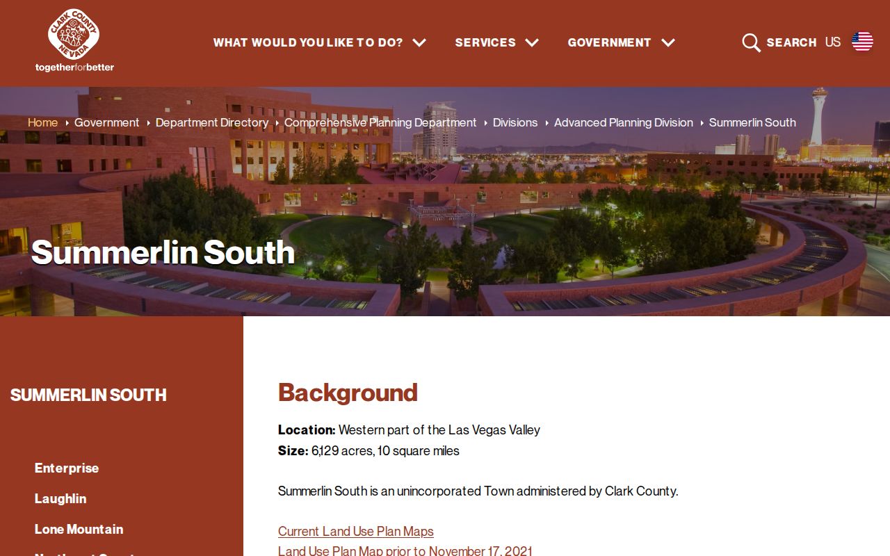 Summerlin South residents directory Clark County planning overview