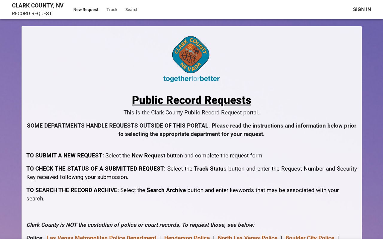 Summerlin South residents directory Clark County records request portal