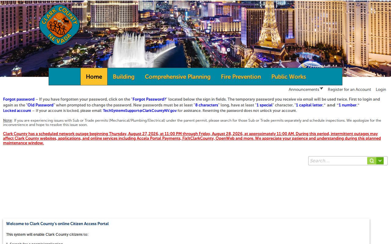 Summerlin South neighbors Clark County Accela building permit portal