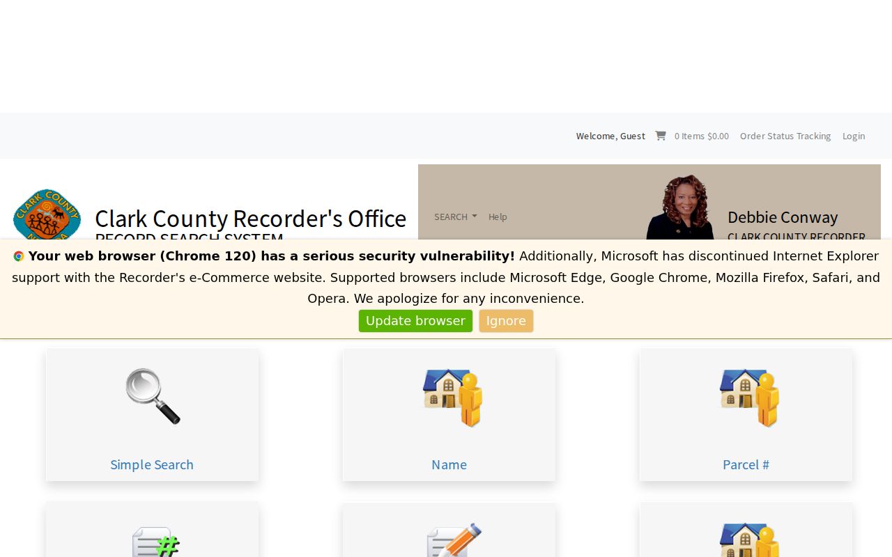 Summerlin South previous residents search at the Clark County Recorder AcclaimWeb records-index home
