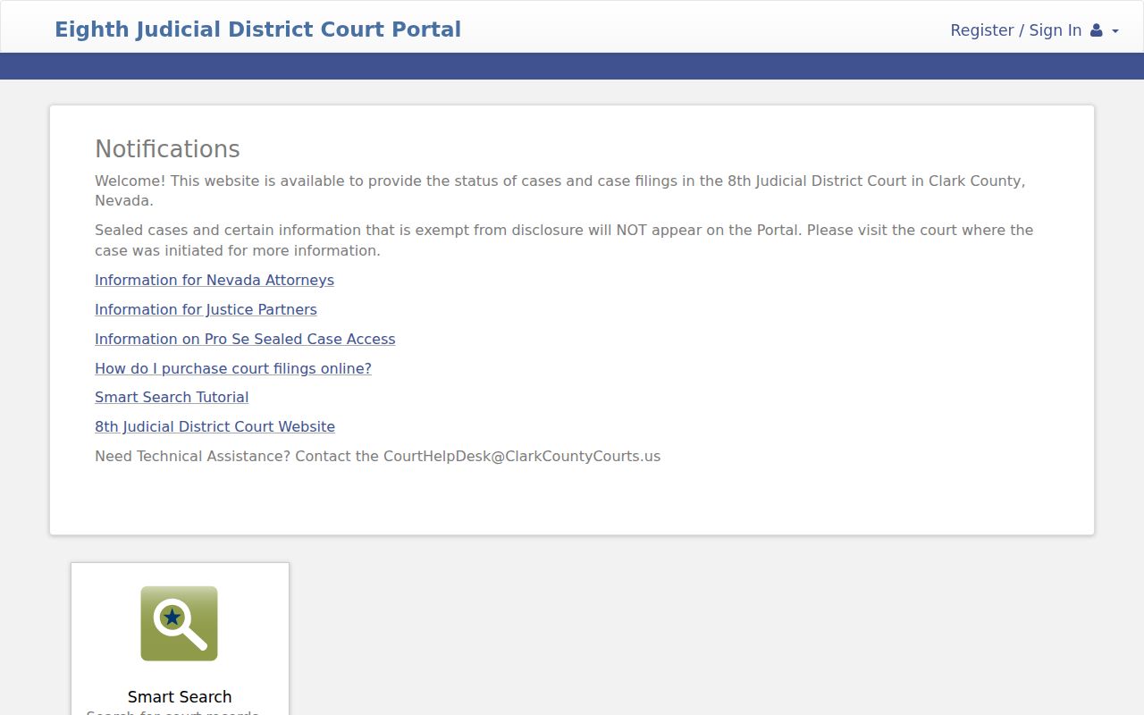 Summerlin South resident lookup through the Eighth Judicial District Court portal