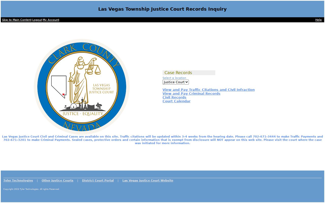 Summerlin South resident lookup through the Las Vegas Justice Court public-access entry
