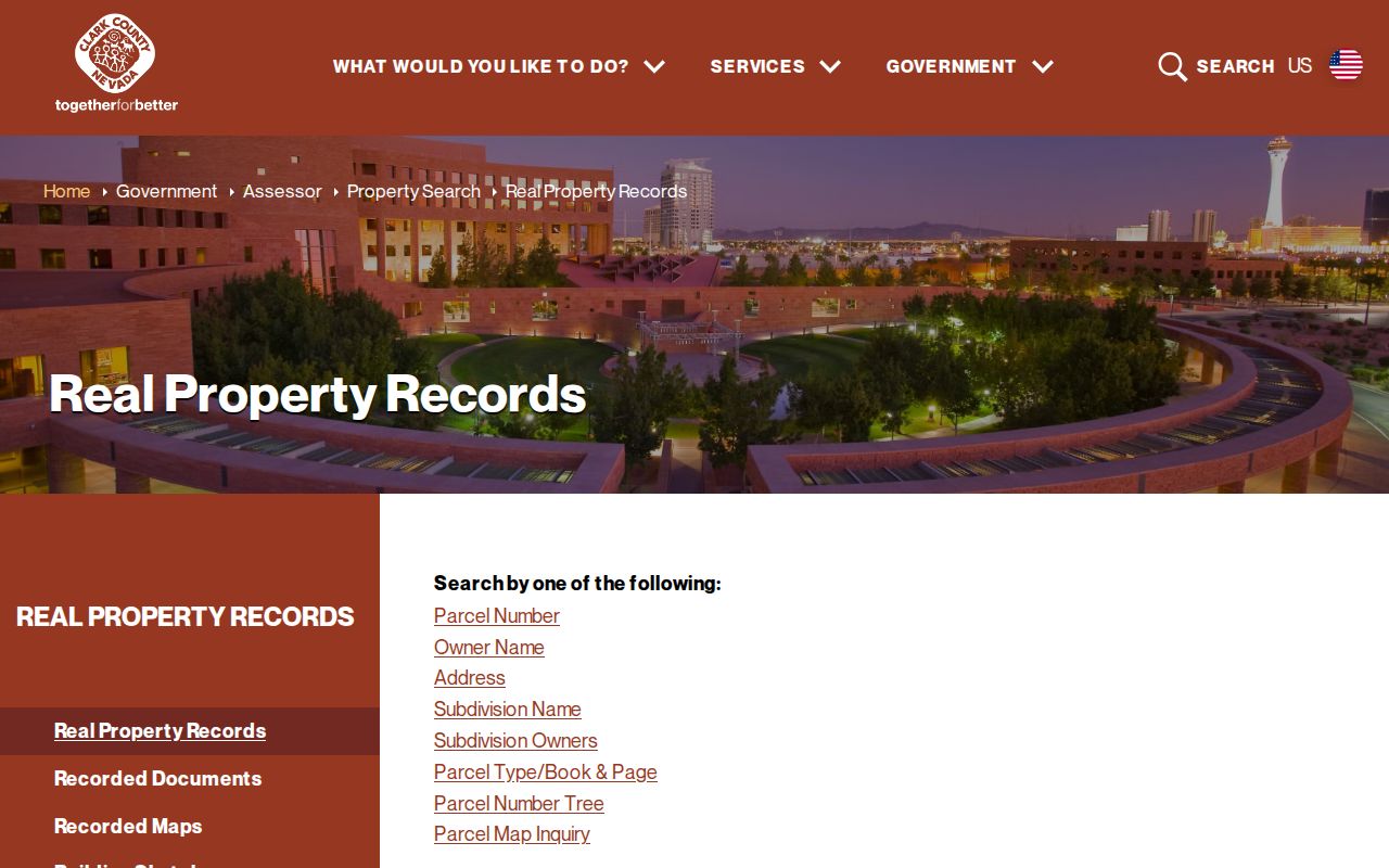 Summerlin South ZIP code directory access through Clark County Assessor property search
